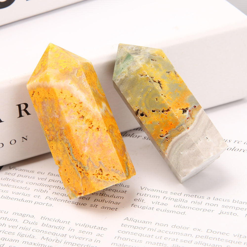 Set of 2 Bumble Bee Jasper Crystal Points 2.5 Inch