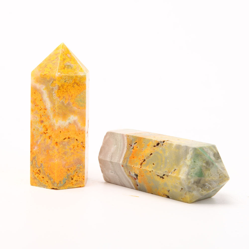 Set of 2 Bumble Bee Jasper Crystal Points 2.5 Inch