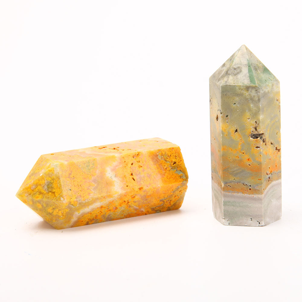 Set of 2 Bumble Bee Jasper Crystal Points 2.5 Inch