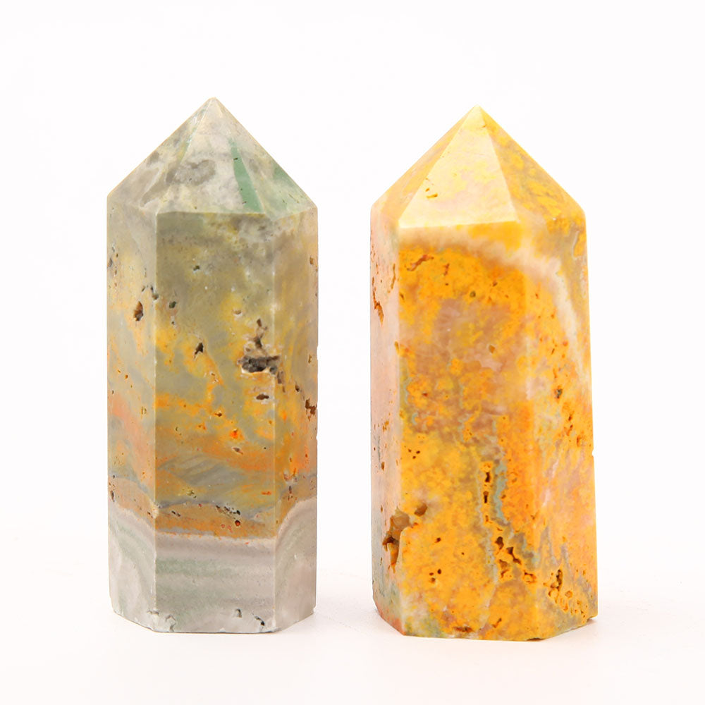 Set of 2 Bumble Bee Jasper Crystal Points 2.5 Inch