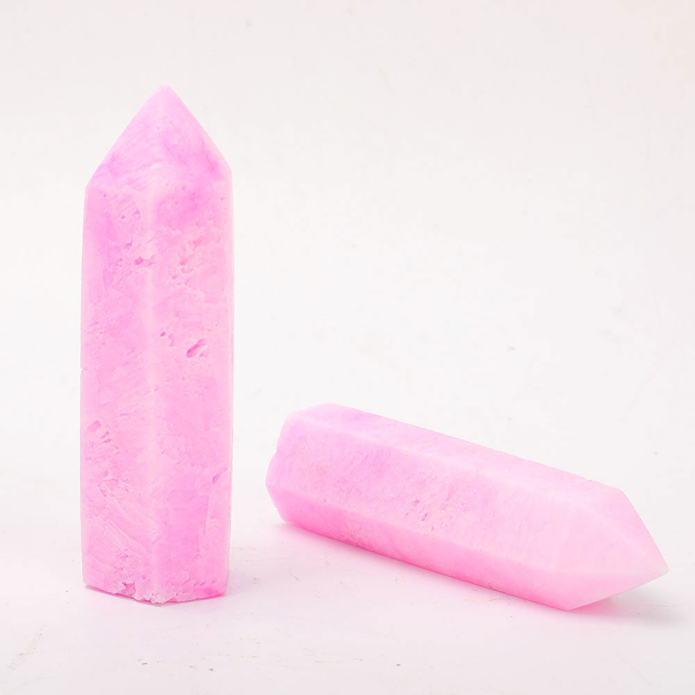 Set of 2 Pink Aragonite Crystal Points 4 Inches