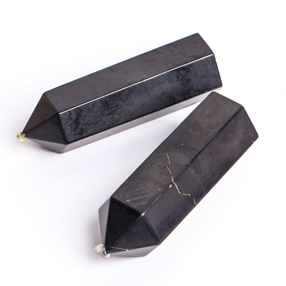 Lot de 2 pointes de cristal de shungite polies de 3,1 pouces