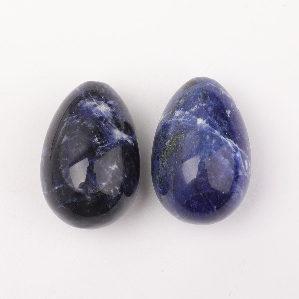 Set of 2 Sodalite Egg Shape Palm Stones for Meditation