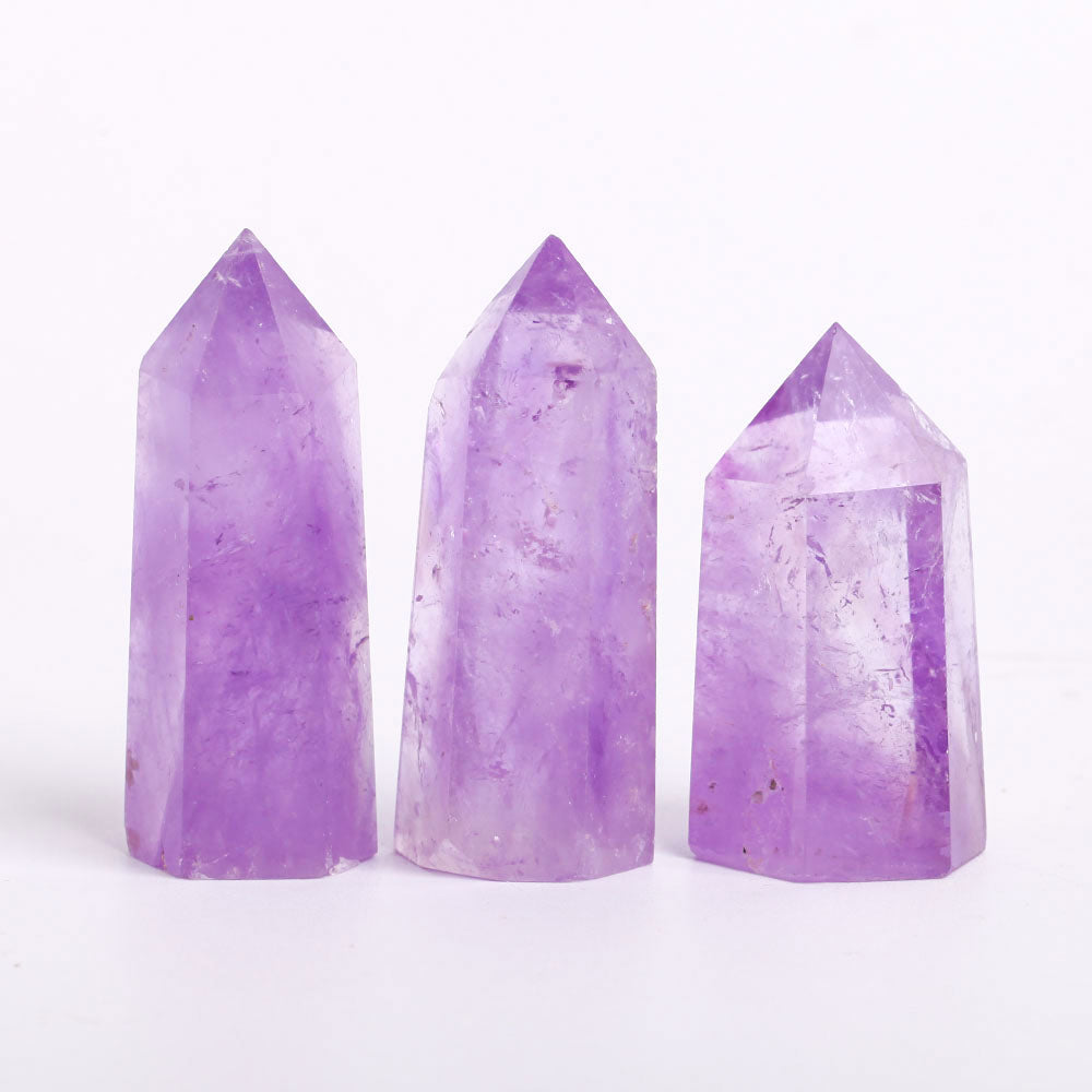 Set of 3 Amethyst Crystal Points 2-3 Inches Healing