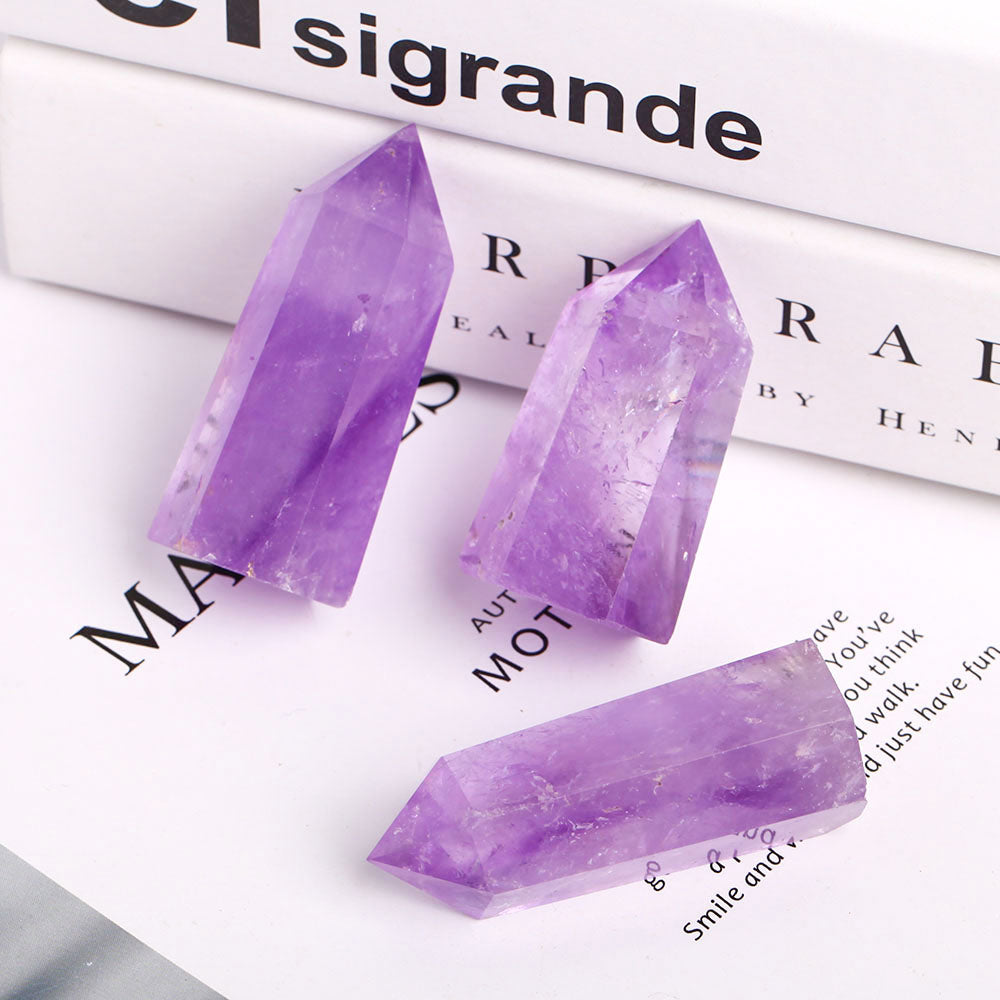 Set of 3 Amethyst Crystal Points 2-3 Inches Healing