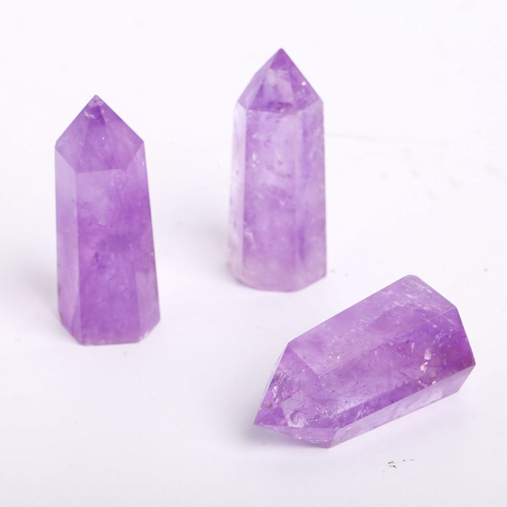Set of 3 Amethyst Crystal Points 2-3 Inches Healing