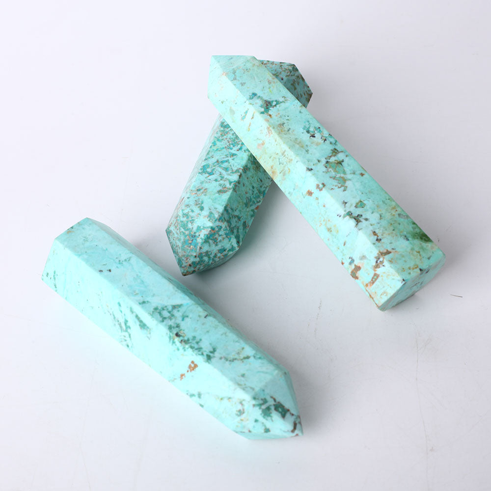 Set of 3 Chrysocolla Crystal Points 2.6-4 Inch Healing Stones
