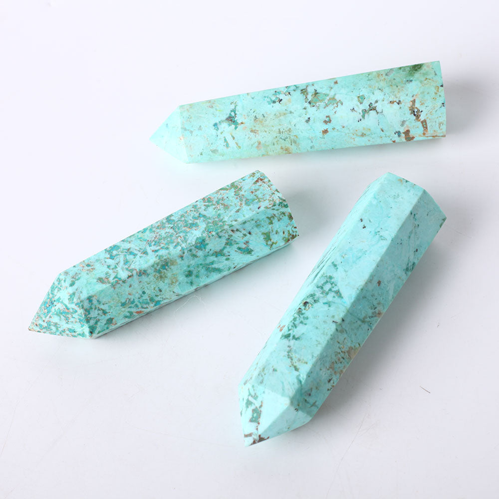Set of 3 Chrysocolla Crystal Points 2.6-4 Inch Healing Stones