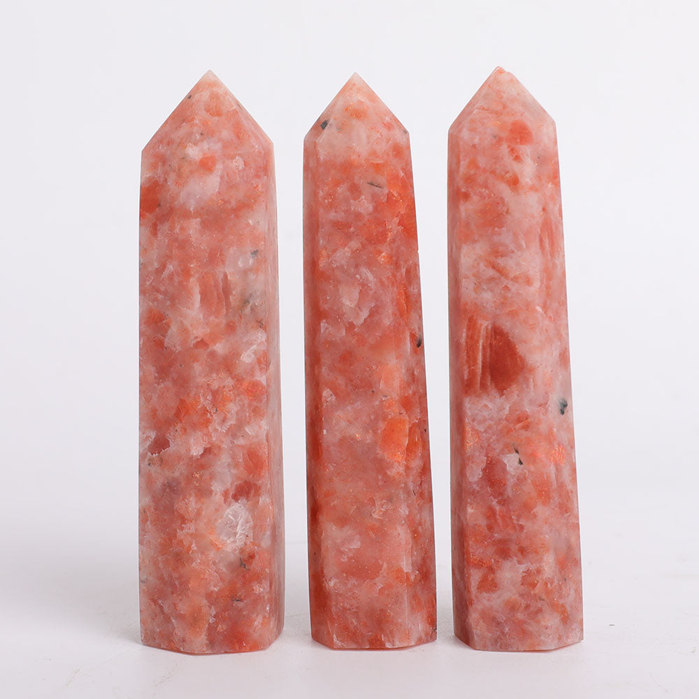Set of 3 Gold Strawberry Quartz Crystal Points 3.5-4"