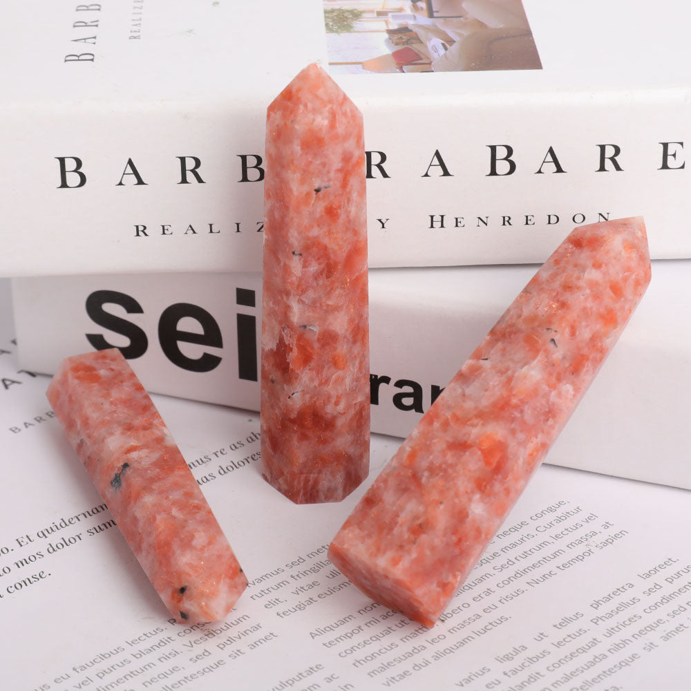 Set of 3 Gold Strawberry Quartz Crystal Points 3.5-4"