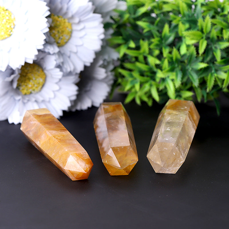 Set of 3 Golden Healer Crystal Points 3.5" - Healing Energy Bundle