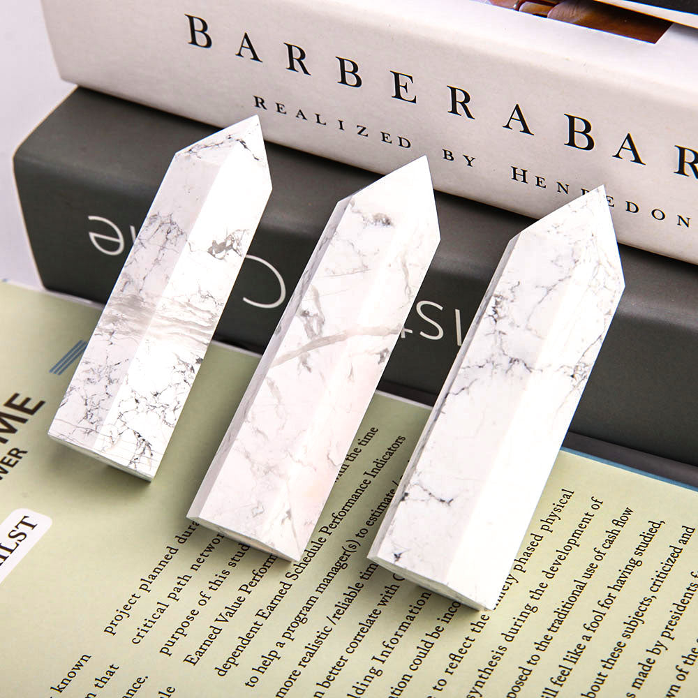 Lot de 3 pointes de cristal Howlite 2,6 pouces Énergie de guérison