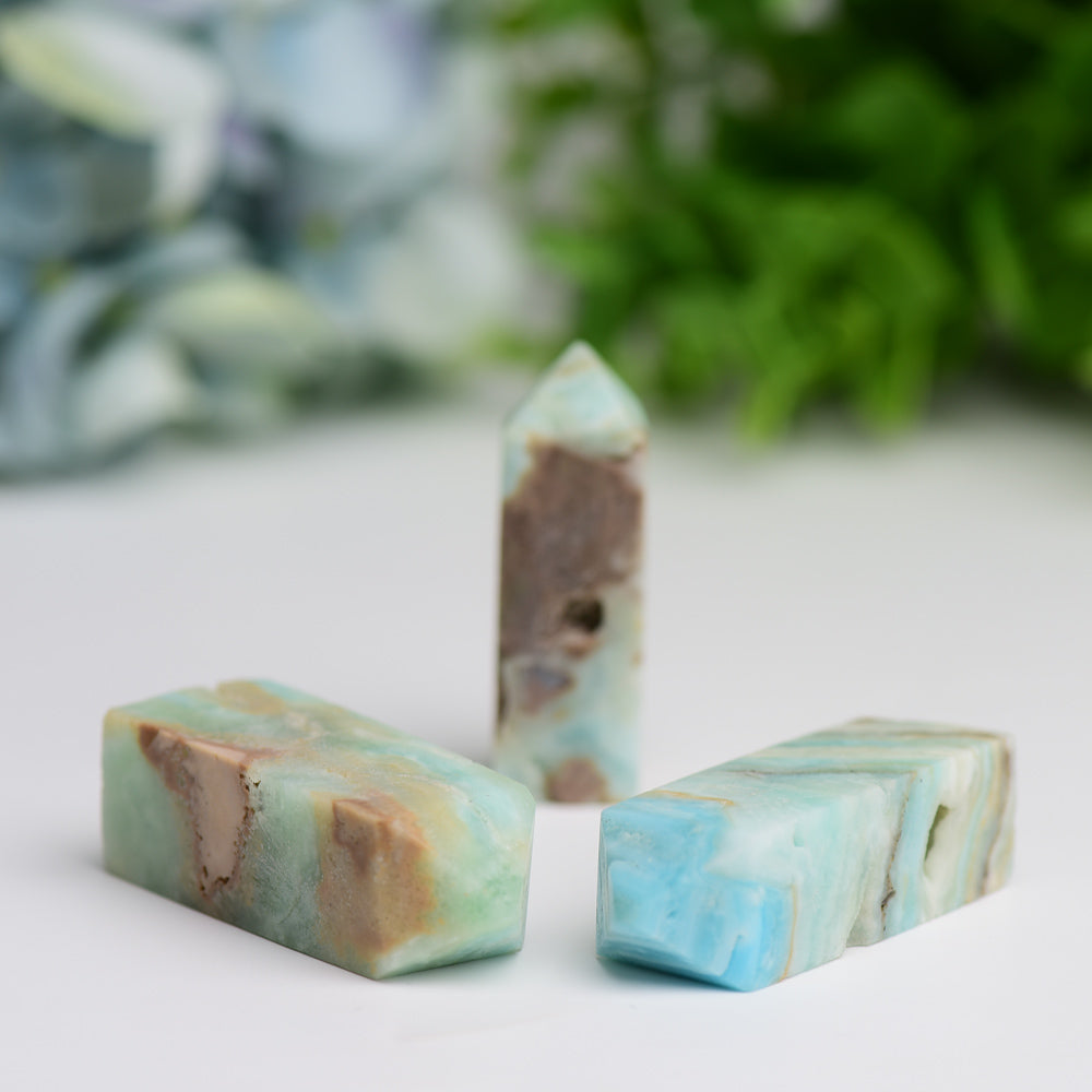 Lot de 3 pointes de cristal d'hémimorphite polies de 1,5 à 2 pouces