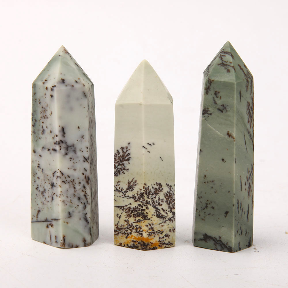 Set of 3 Polished Jade Crystal Points 2.5-3.5 Inch Healing