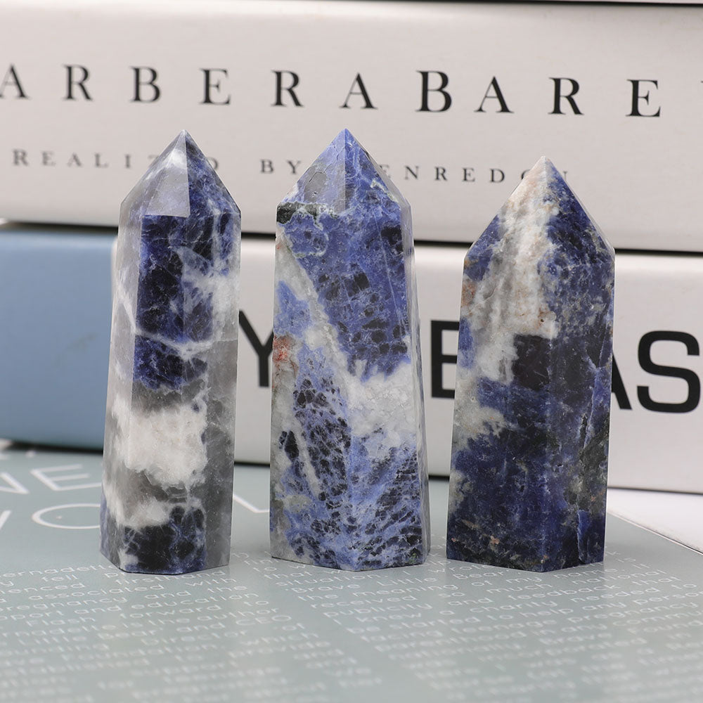 Set of 3 Polished Sodalite Crystal Points 2.5-4 Inch