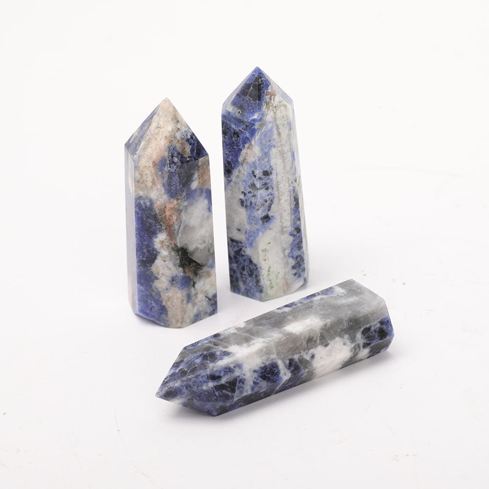 Set of 3 Polished Sodalite Crystal Points 2.5-4 Inch