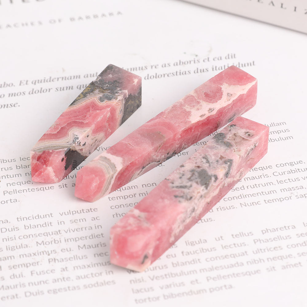 Lot de 3 baguettes de guérison en cristal de rhodochrosite de 2,5 à 3,5 pouces