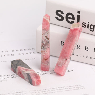 Lot de 3 baguettes de guérison en cristal de rhodochrosite de 2,5 à 3,5 pouces