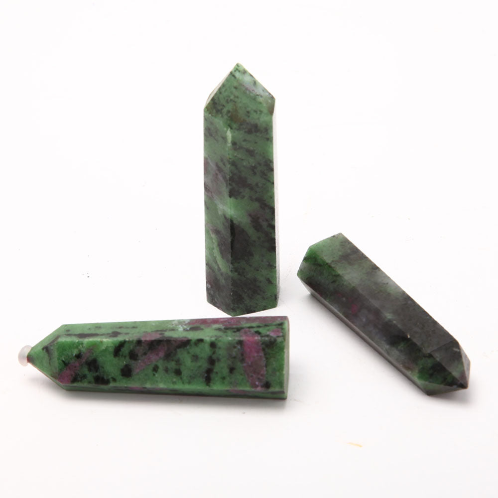 Set of 3 Ruby Zoisite and Epidote Crystal Points 3-3.3"