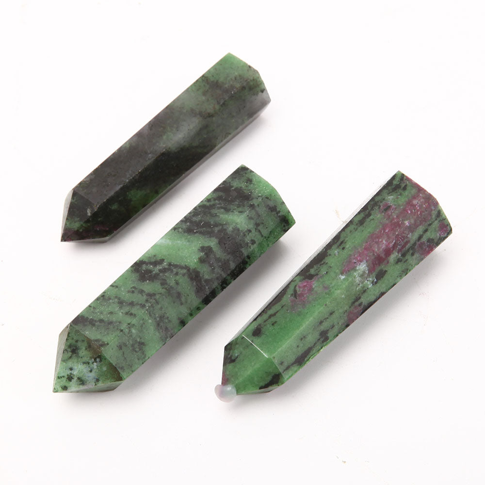 Set of 3 Ruby Zoisite and Epidote Crystal Points 3-3.3"