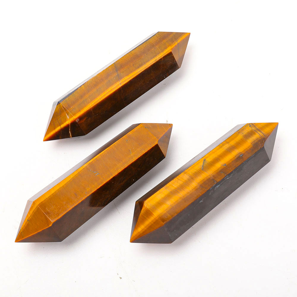 Set of 3 Tiger Eye Double-Terminated Crystal Points 3.62in