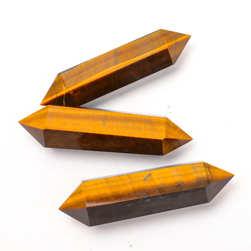 Set of 3 Tiger Eye Double-Terminated Crystal Points 3.62in
