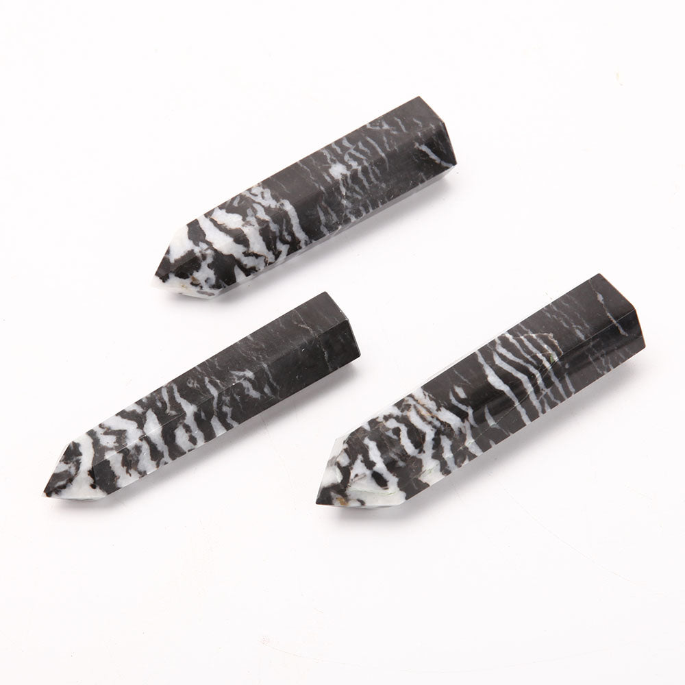 Set of 3 Zebra Jasper Crystal Points 3.5 Inches