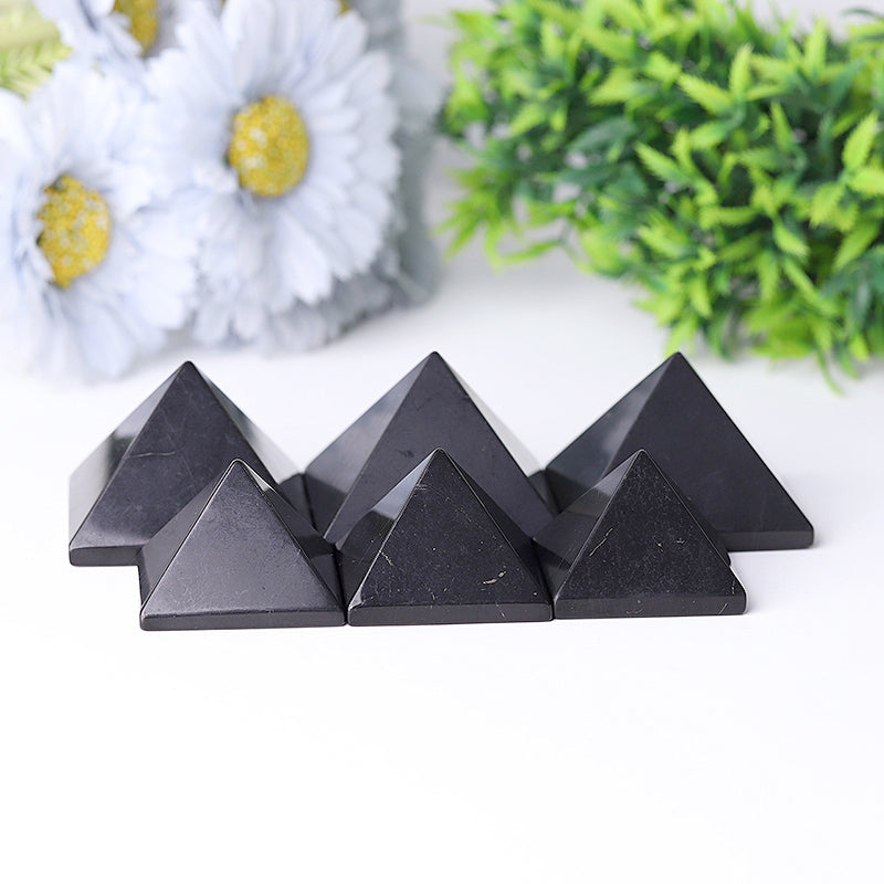 Shungite Crystal Pyramid Carvings 1.5-2 inch Healing Tool