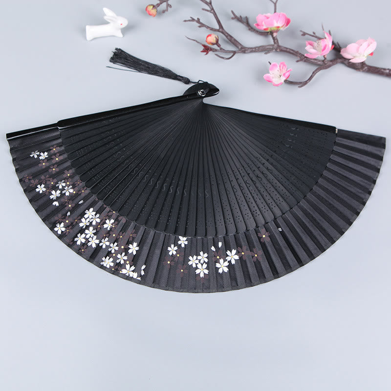 Éventail à main en bambou et soie 21 cm avec fleurs de cerisier Sakura