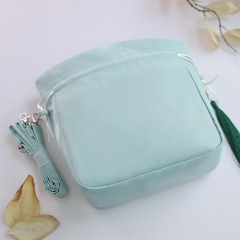 Sac fourre-tout brodé en soie avec bandoulière réglable 20 x 20 x 7 cm