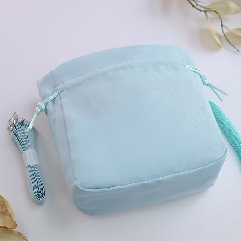 Sac fourre-tout brodé en soie avec bandoulière réglable 20 x 20 x 7 cm