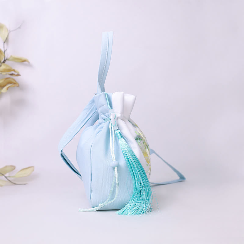 Sac fourre-tout brodé en soie avec bandoulière réglable 20 x 20 x 7 cm