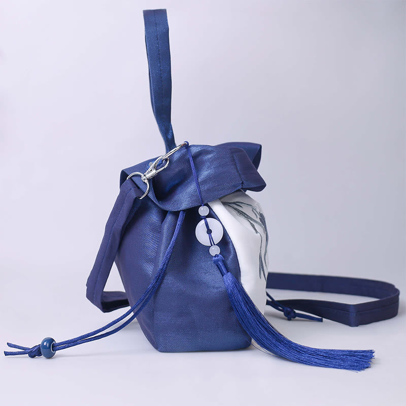 Sac fourre-tout en soie | Sac de yoga brodé à fleurs 20 cm