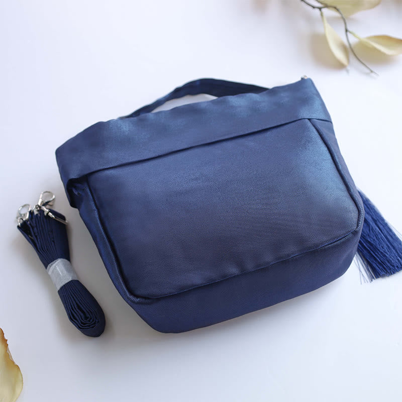 Sac fourre-tout en soie | Sac de yoga brodé à fleurs 20 cm