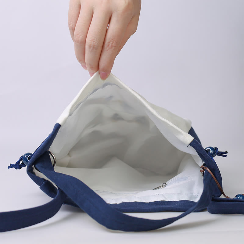 Sac fourre-tout en soie | Sac de yoga brodé à fleurs 20 cm