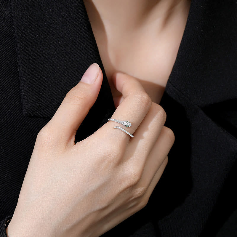 Bague réglable en argent avec esprit serpent