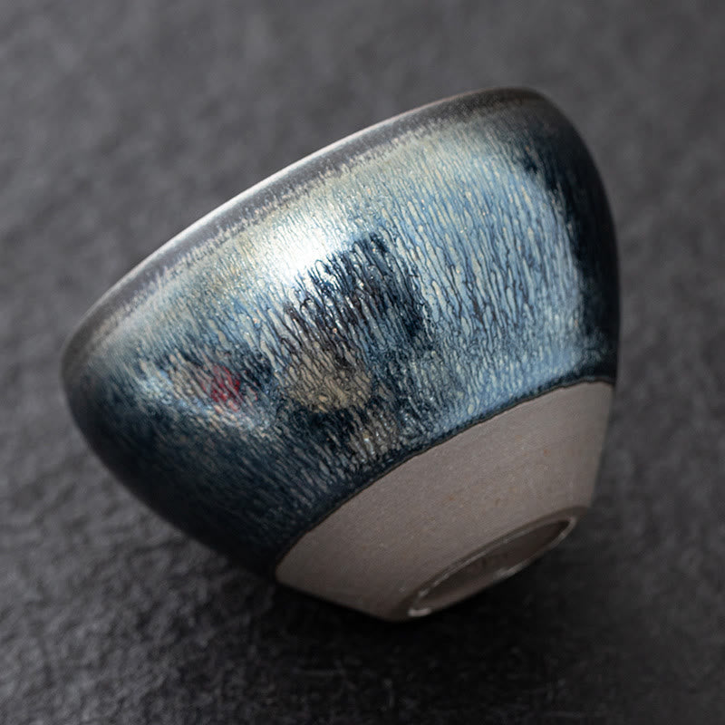 Tasse à thé en porcelaine Jianzhan bleu argenté | Fournitures de méditation