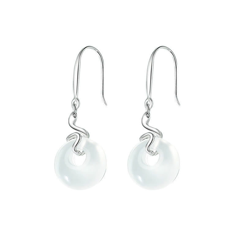 Boucles d'oreilles en argent et calcédoine avec boucle de paix
