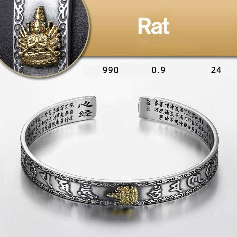 Bracelet de protection du Bouddha du zodiaque chinois en argent 9 mm
