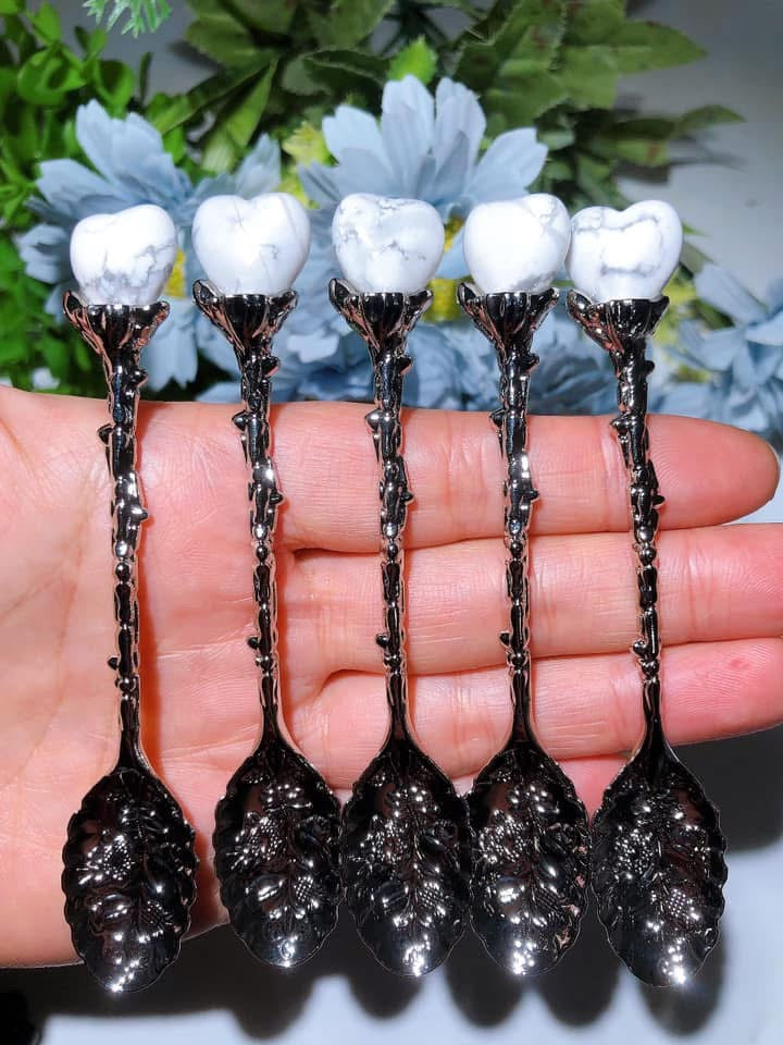 Silver Coffee Spoon with Mixed Crystal Heart Figurines