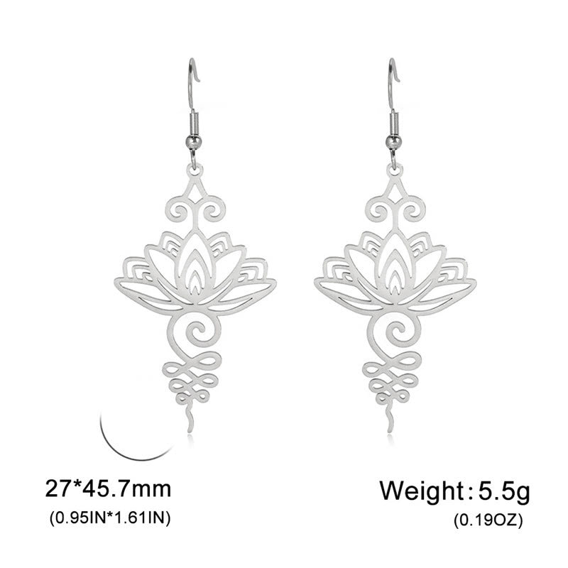 Boucles d'oreilles Lotus en argent Fleur creuse 27 mm Symbole d'illumination