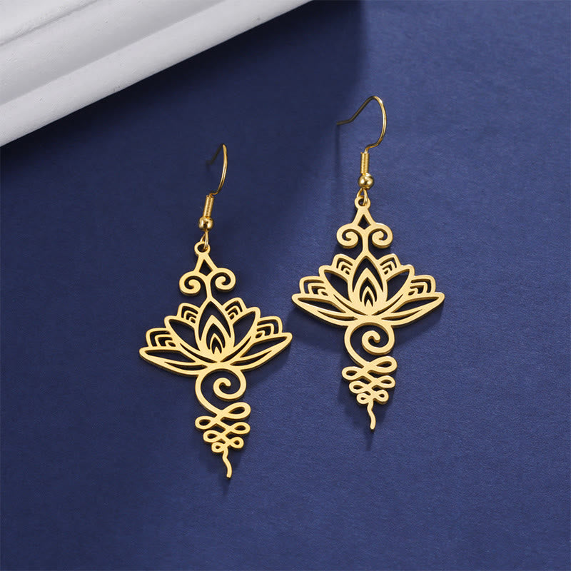 Boucles d'oreilles Lotus en argent Fleur creuse 27 mm Symbole d'illumination