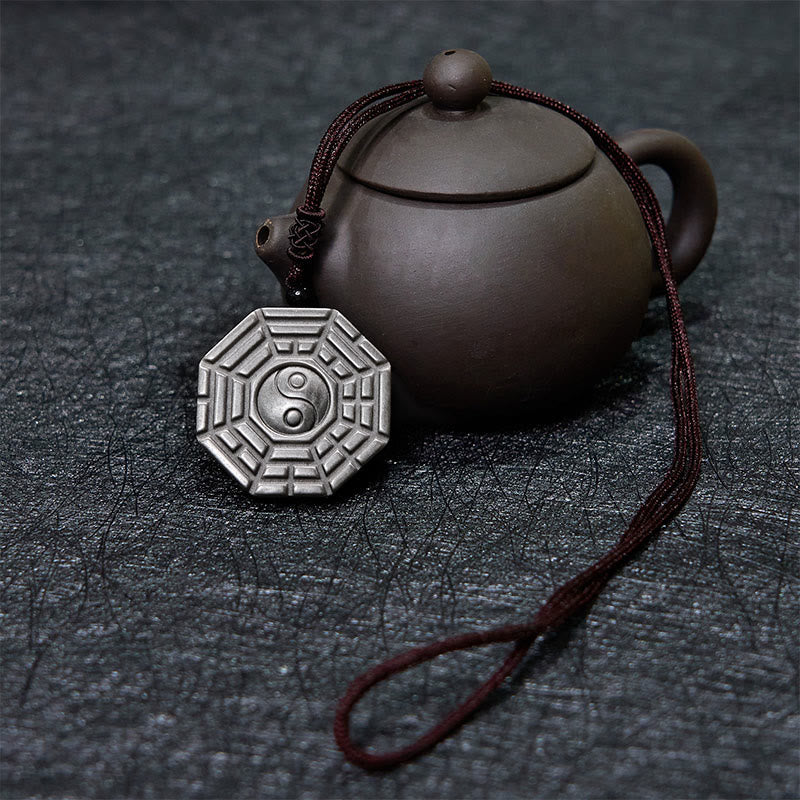 Collier Yin Yang en obsidienne argentée brillante pour la protection et l'harmonie