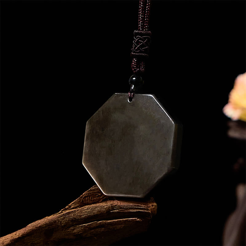 Collier Yin Yang en obsidienne argentée brillante pour la protection et l'harmonie