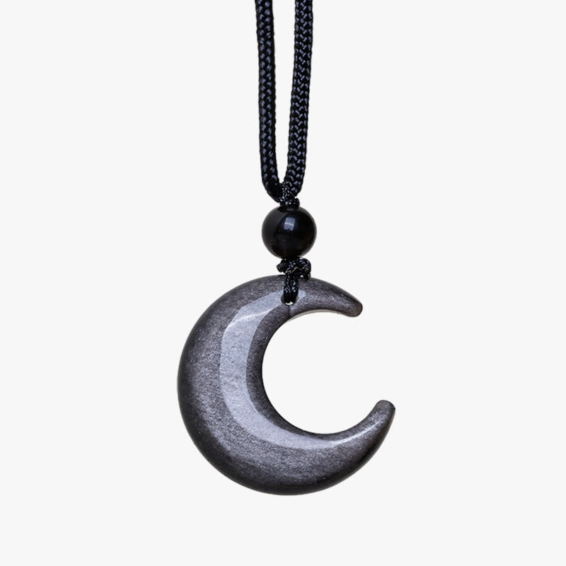 Collier pendentif Yin Yang en obsidienne argentée brillante pour couples