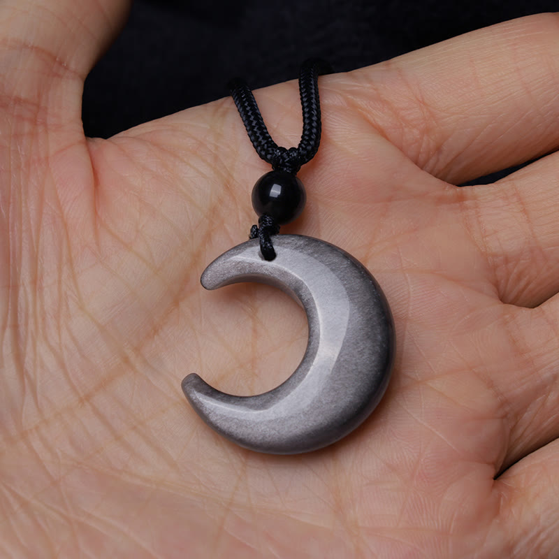 Collier pendentif Yin Yang en obsidienne argentée brillante pour couples
