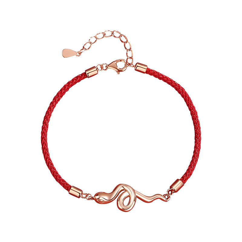 Bracelet en fil rouge Silver Snake Year