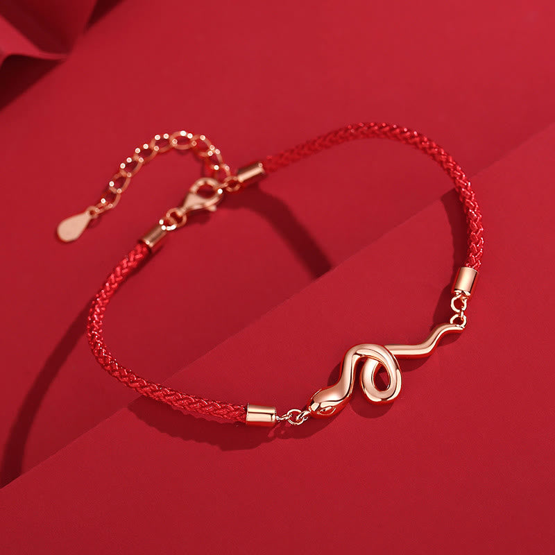 Bracelet en fil rouge Silver Snake Year