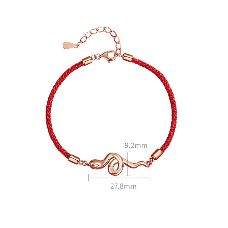 Bracelet en fil rouge Silver Snake Year