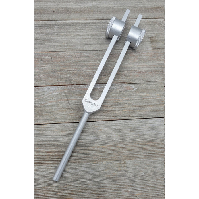 Sinus Relief Weighted Tuning Fork with Striker featuring dual metal prongs and handle